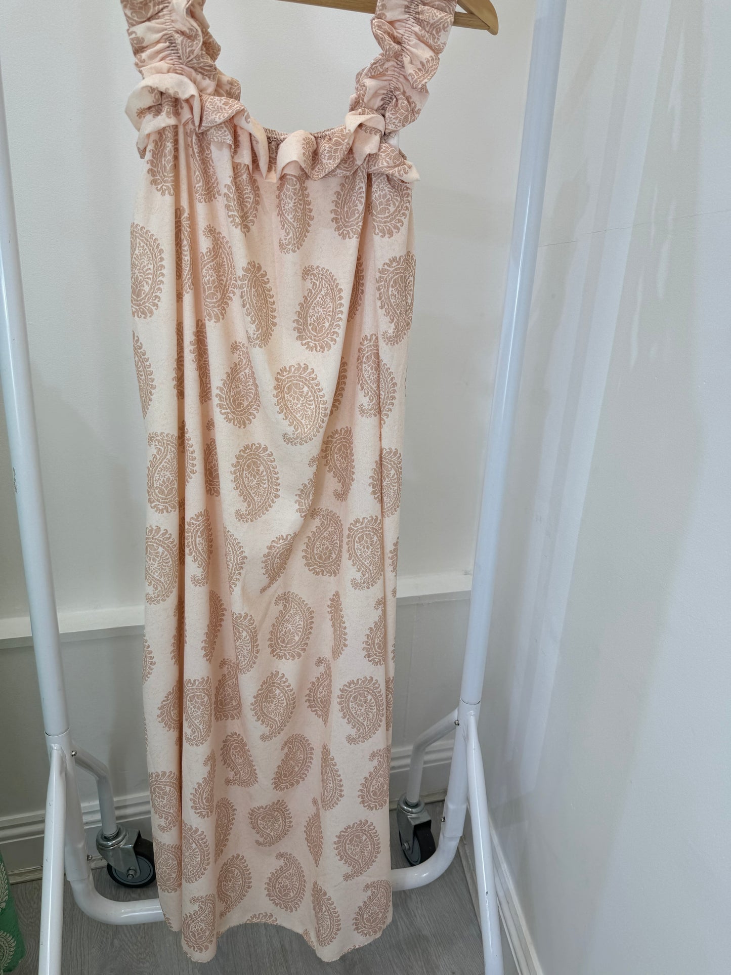 Ruched strap ruffle dress