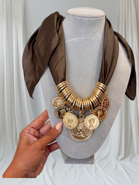 Mocha scarf necklace 