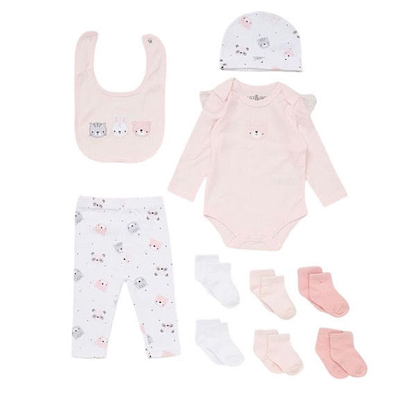 Ivory/Peach Kitty Motif 10PC Layette Set