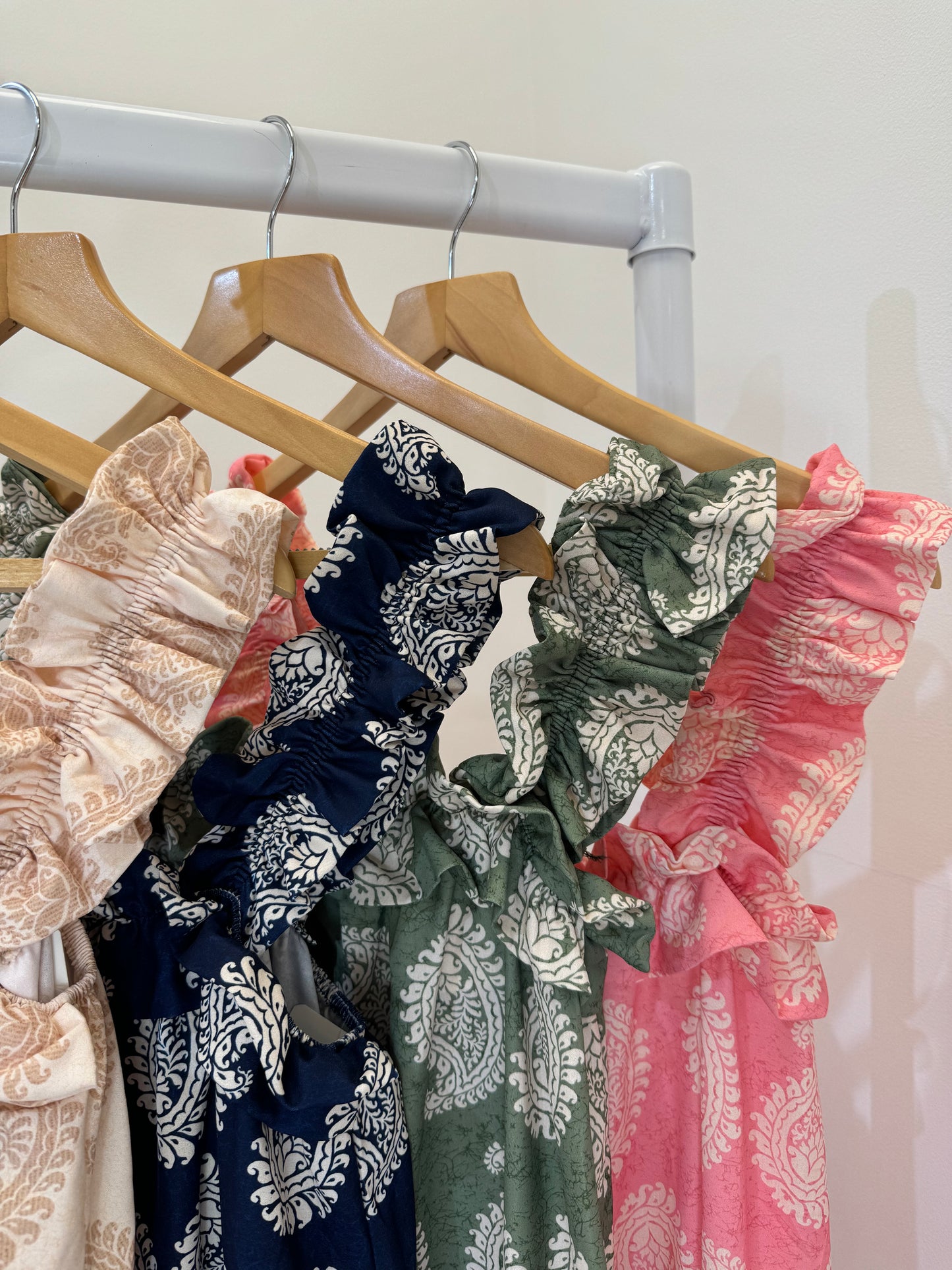 Ruched strap ruffle dress