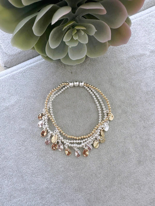 Triple shimmer bracelet gold and silver
