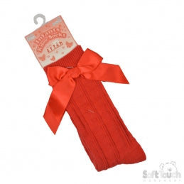 Scarlet Knee High Bow Socks, BONBONS BOUTIQUES LTD