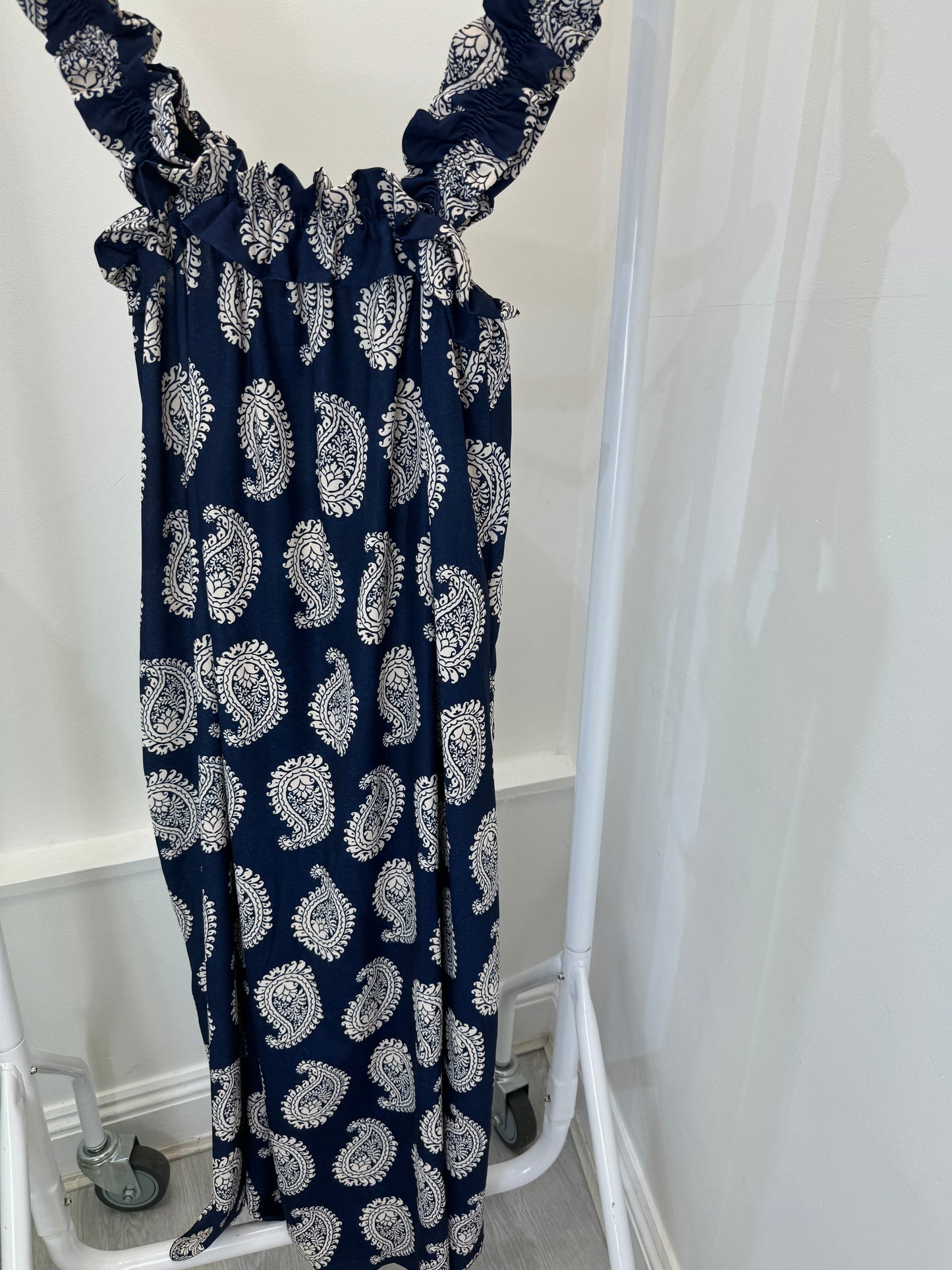 Ruched strap ruffle dress