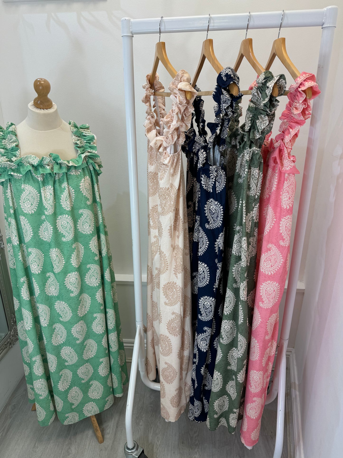 Ruched strap ruffle dress