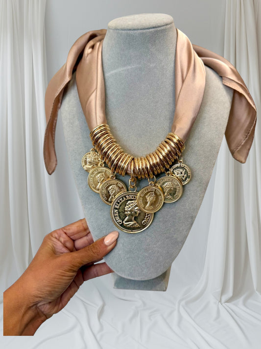 Rose gold scarf necklace