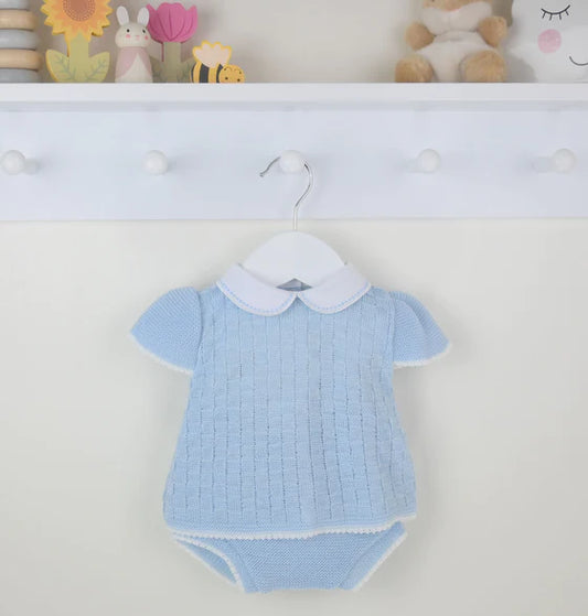 Baby Girls Knitted Blue Outfit - PEX Aria
