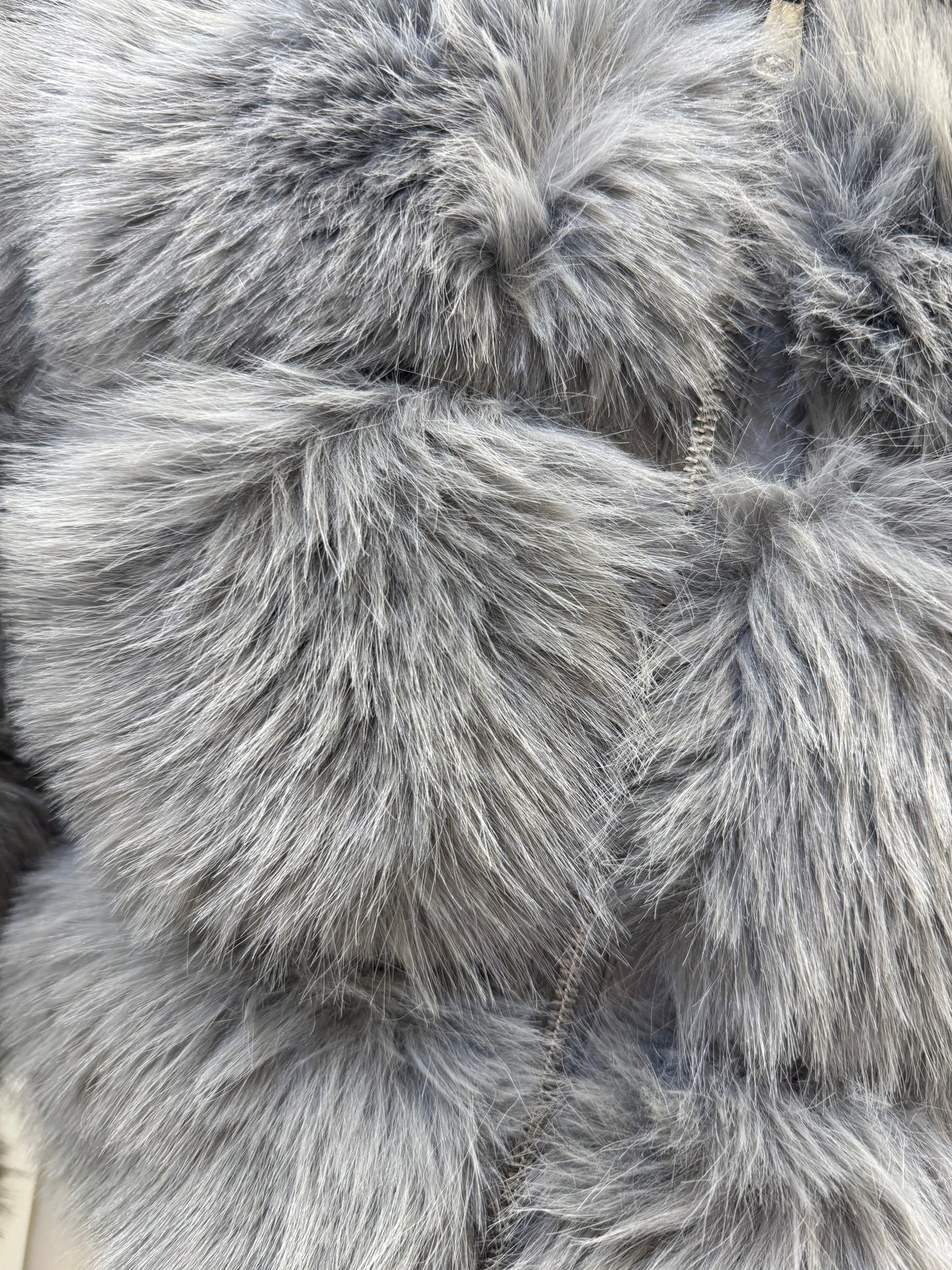 ANGEL-HOODED FAUX FUR JACKET GREY