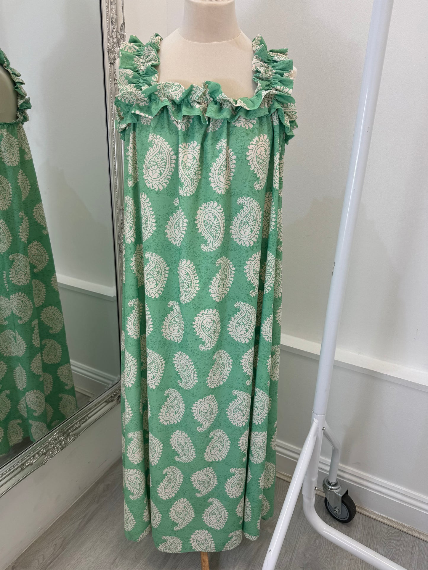 Ruched strap ruffle dress