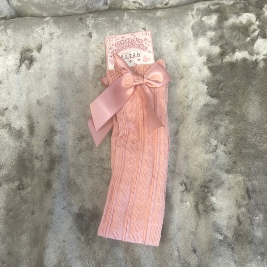 rose gold knee-length bow socks