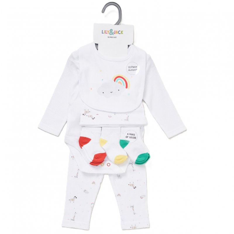 Baby Unisex Rainbow Ribbed 10 Piece Gift Set