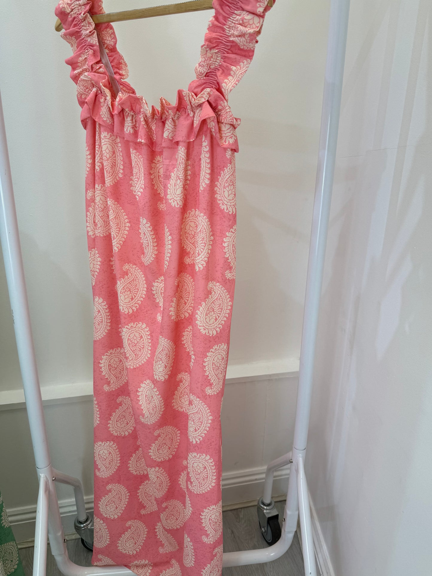Ruched strap ruffle dress