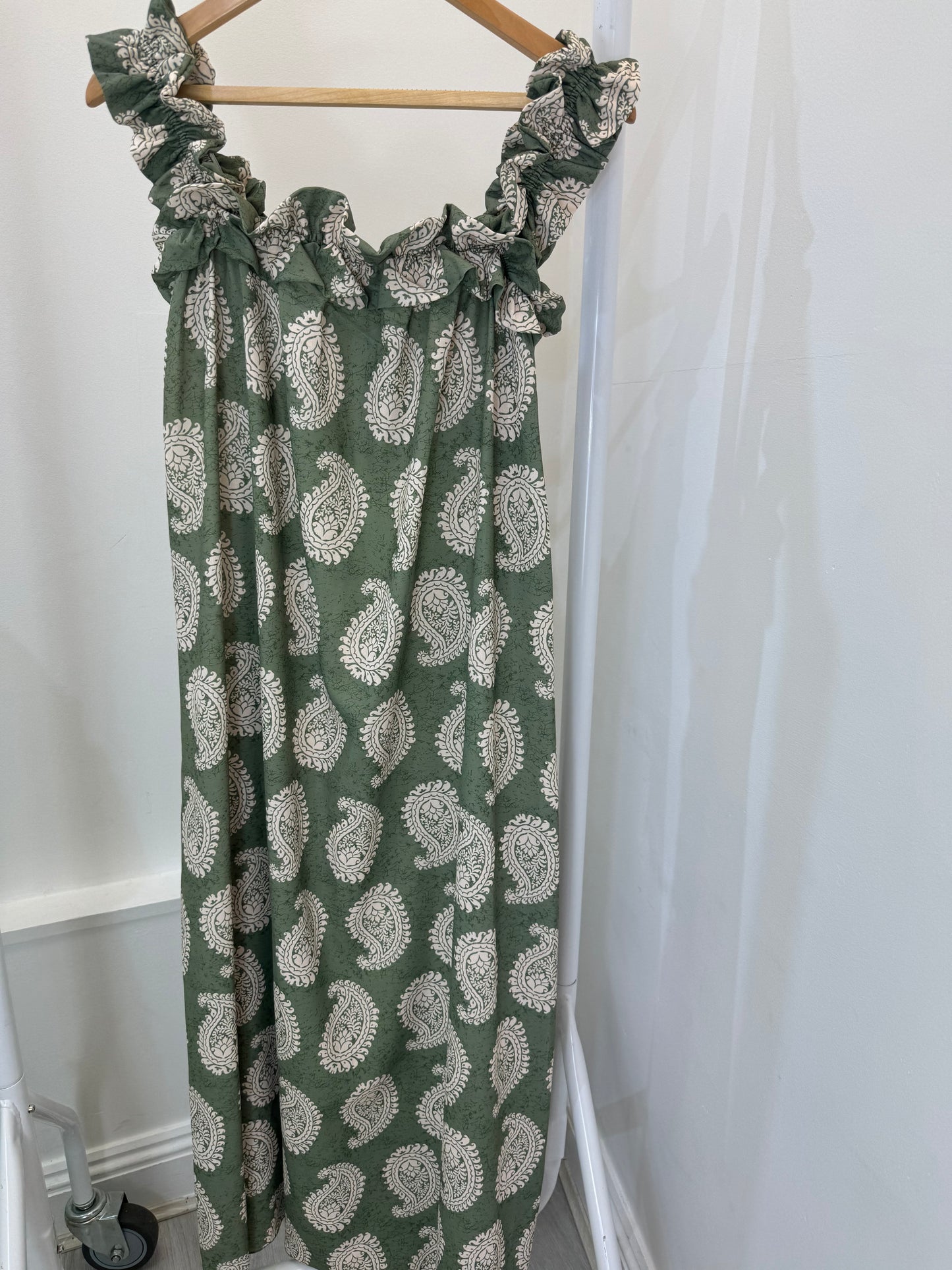 Ruched strap ruffle dress