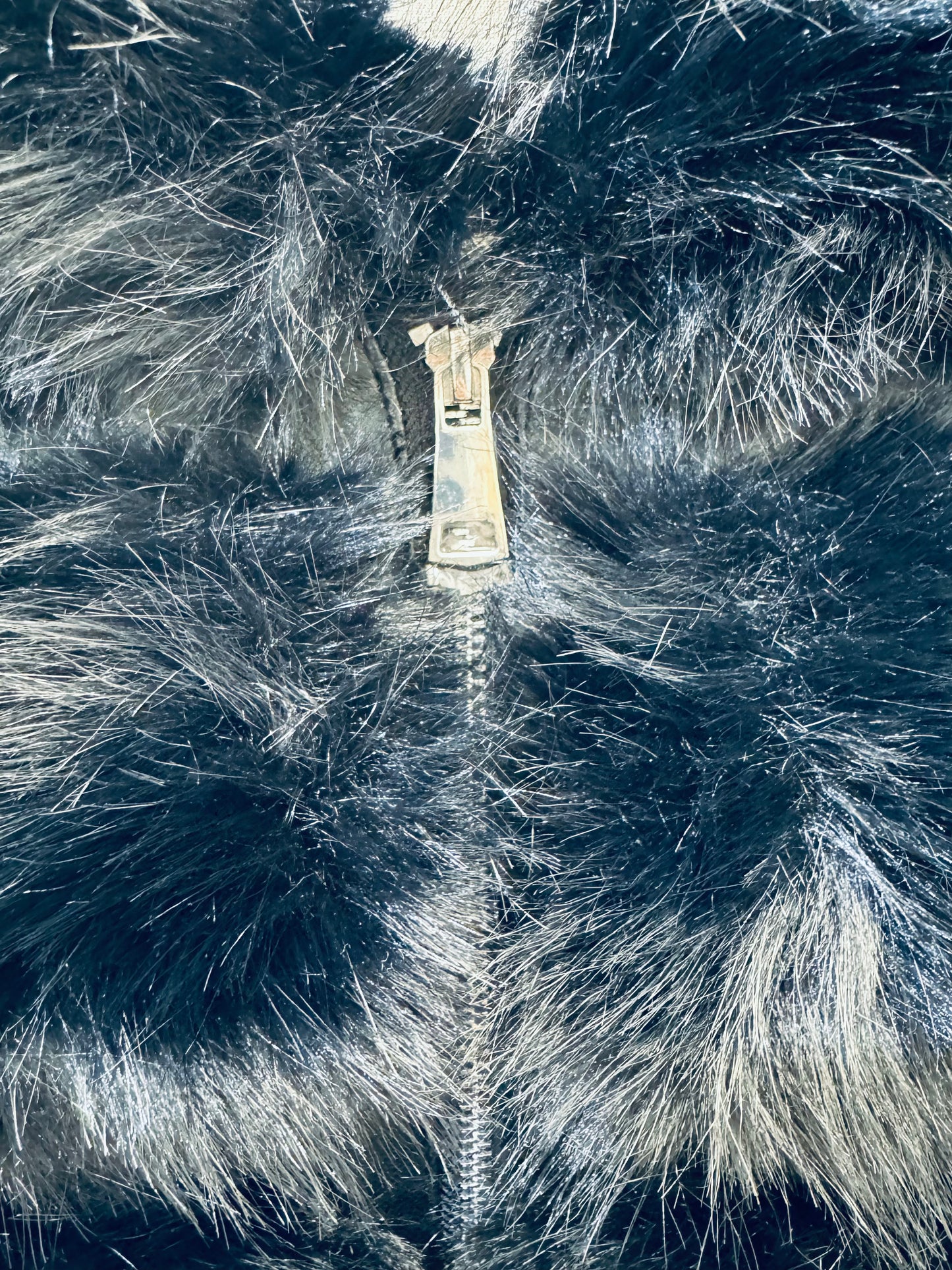 ANGEL-HOODED FAUX FUR JACKET- BLACK