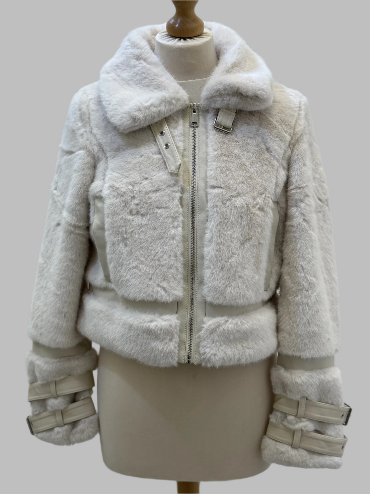 LEXI CREAM FAUX FUR AVIATOR JACKET