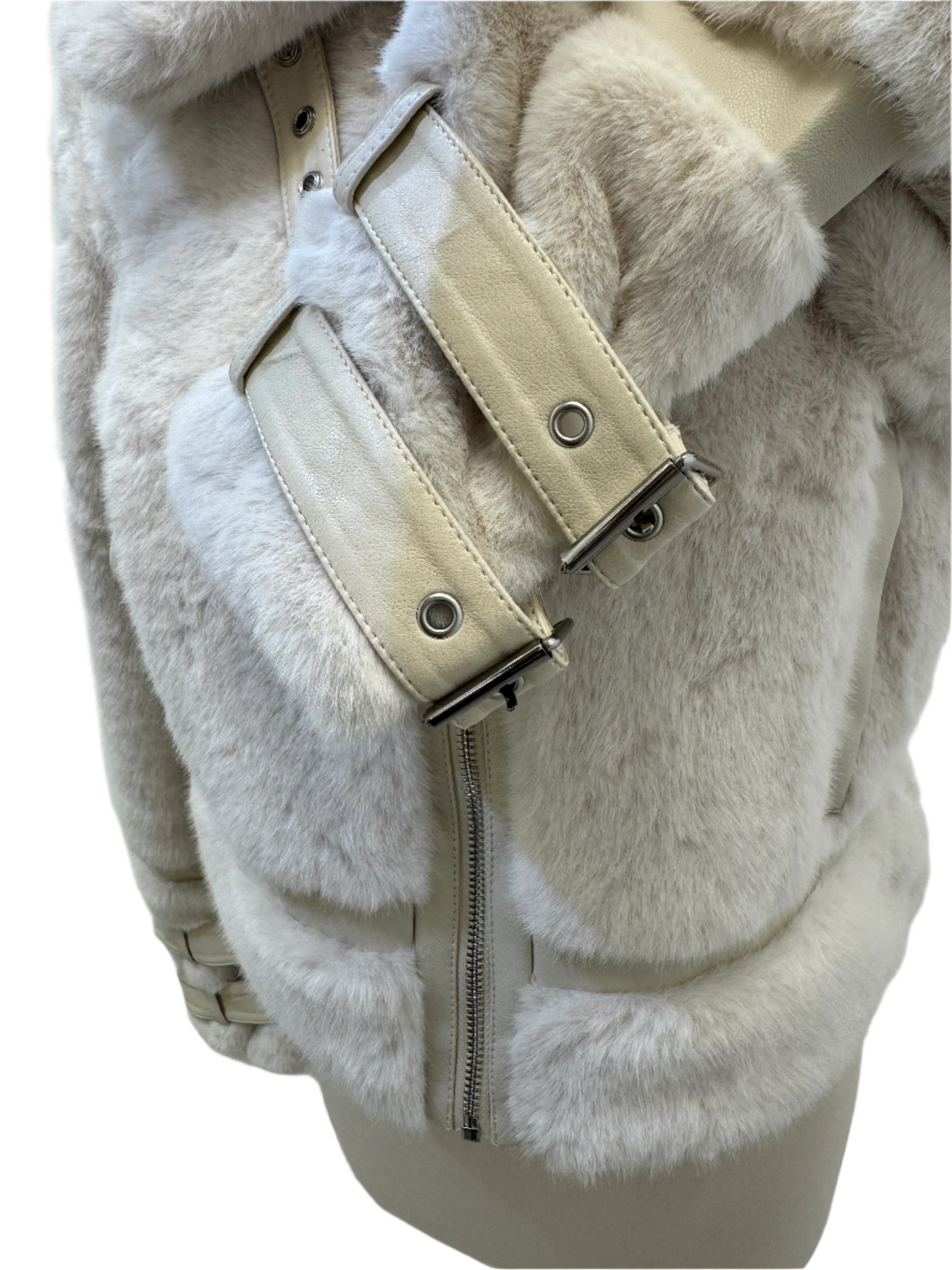 LEXI CREAM FAUX FUR AVIATOR JACKET