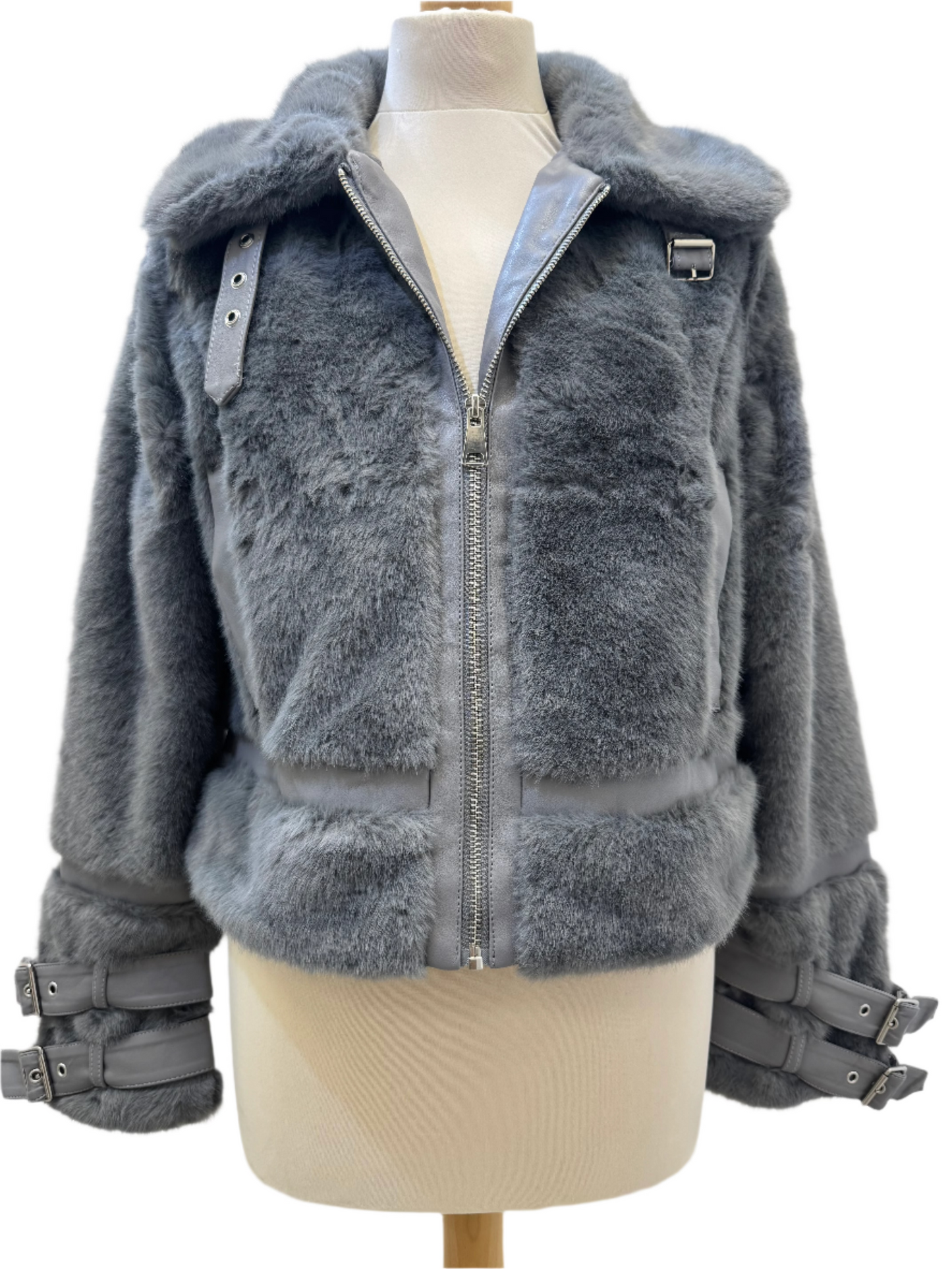 LEXI GREY FAUX FUR AVIATOR JACKET