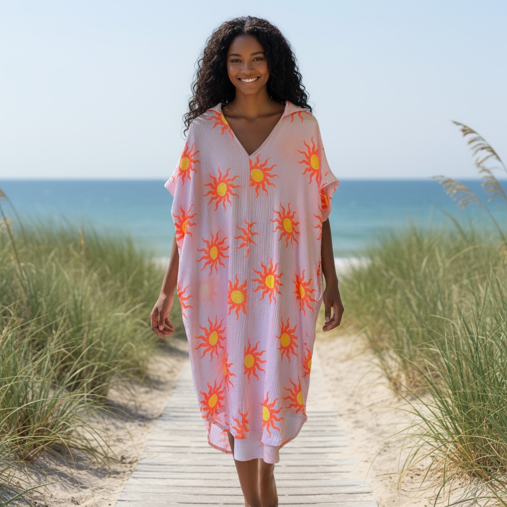 Cheese cloth, sunny print dress
