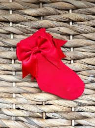 Ankle baby socks, red bow