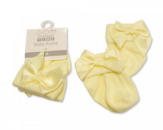 Baby Socks with Bow - Lemon 0-3