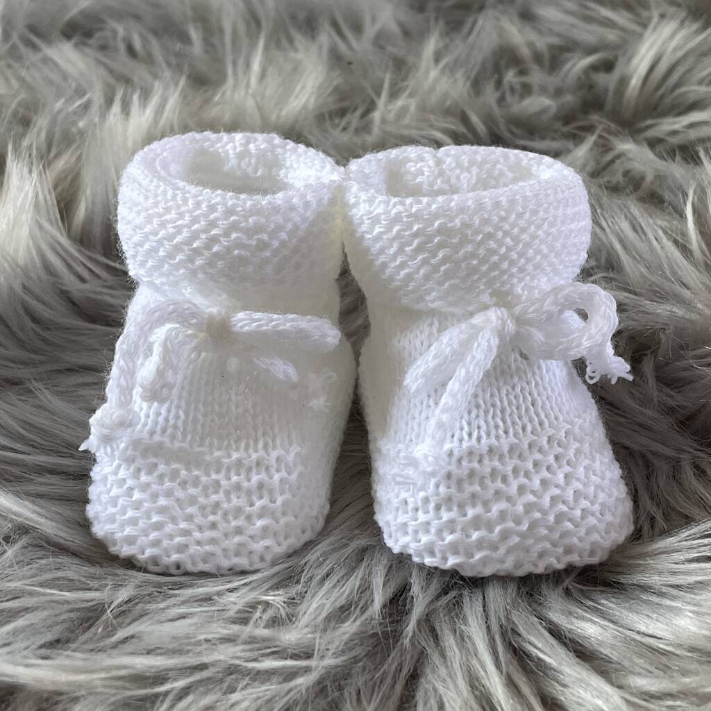White Knitted Baby Booties