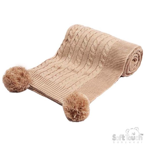 Cable Knit PomPom Wrap