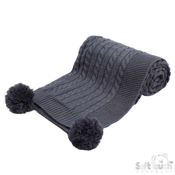 Cable Knit PomPom Wrap