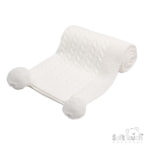 Cable Knit PomPom Wrap