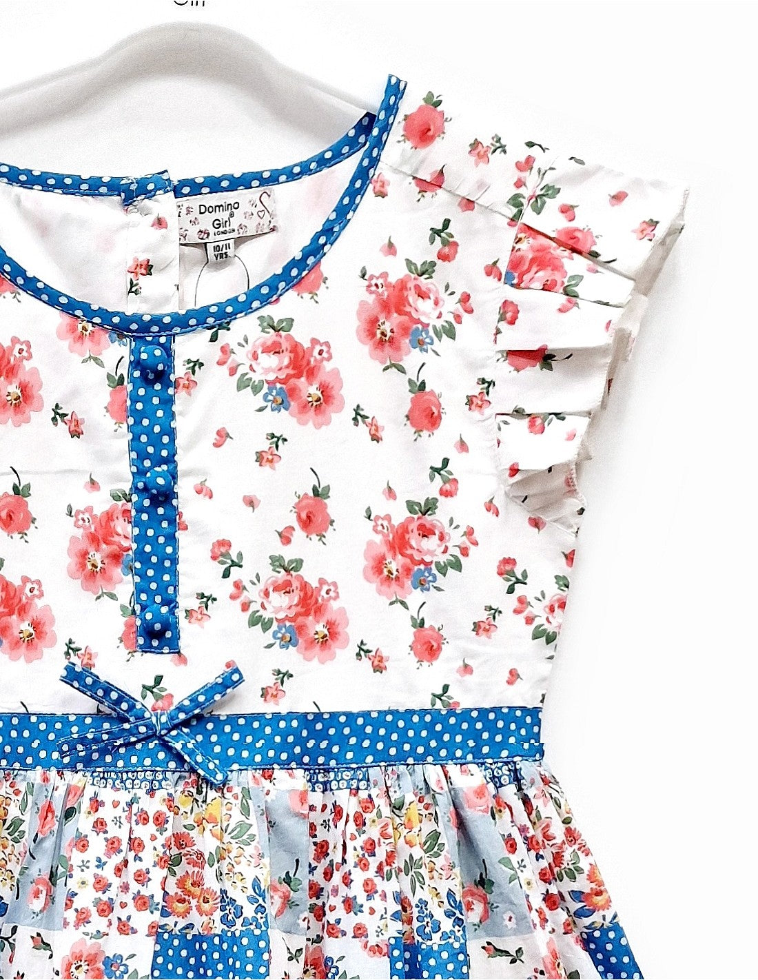 Floral & Patchwork Print Girls Tiered Dress