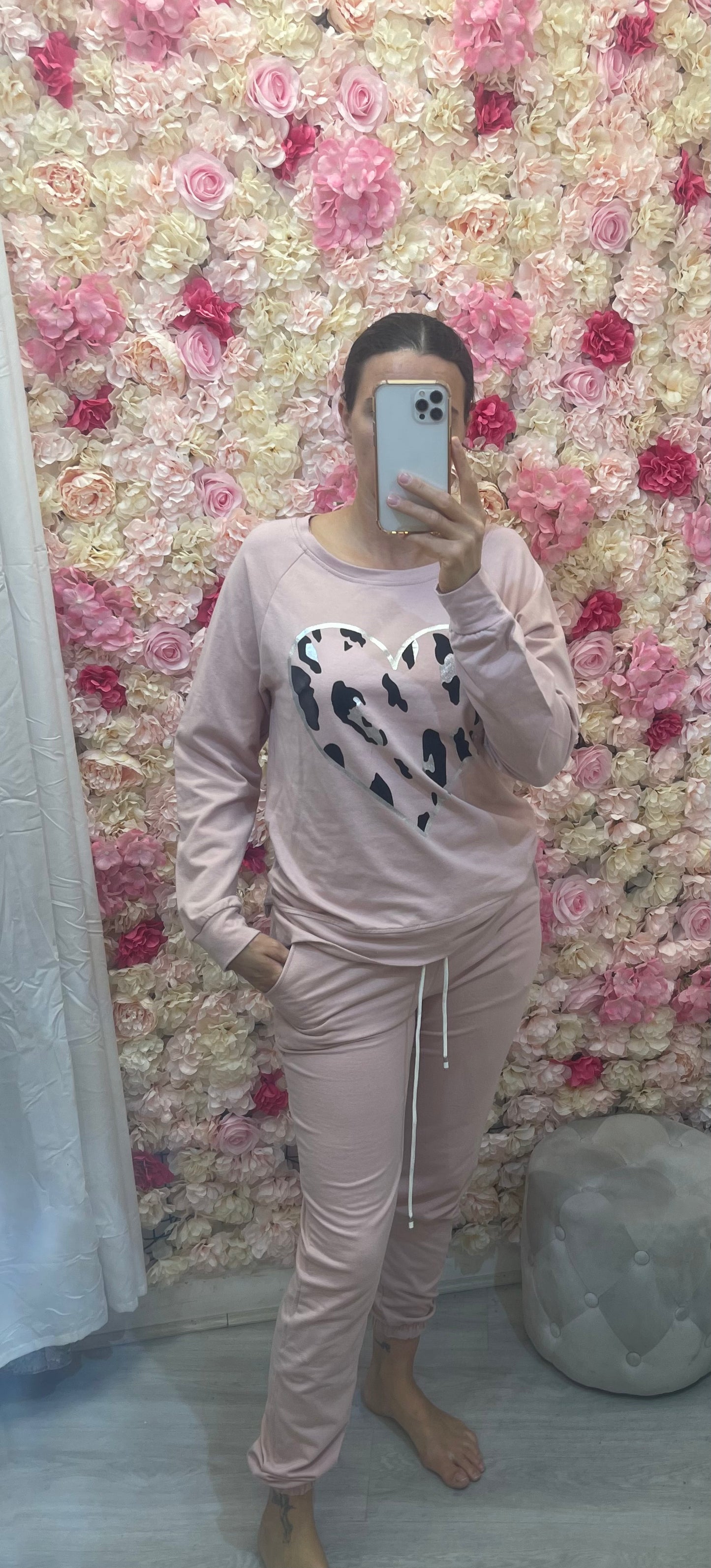 Pink Leopard Heart Loungeset