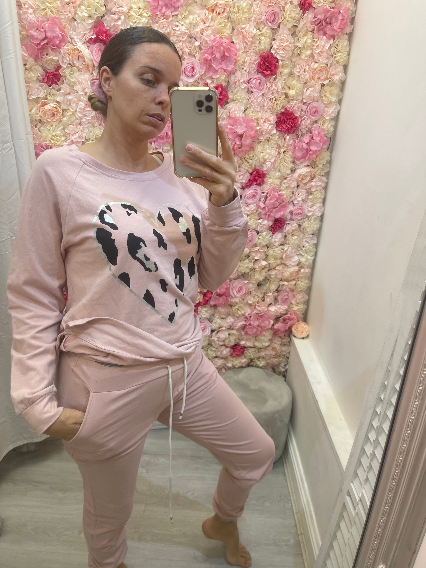 Pink Leopard Heart Loungeset