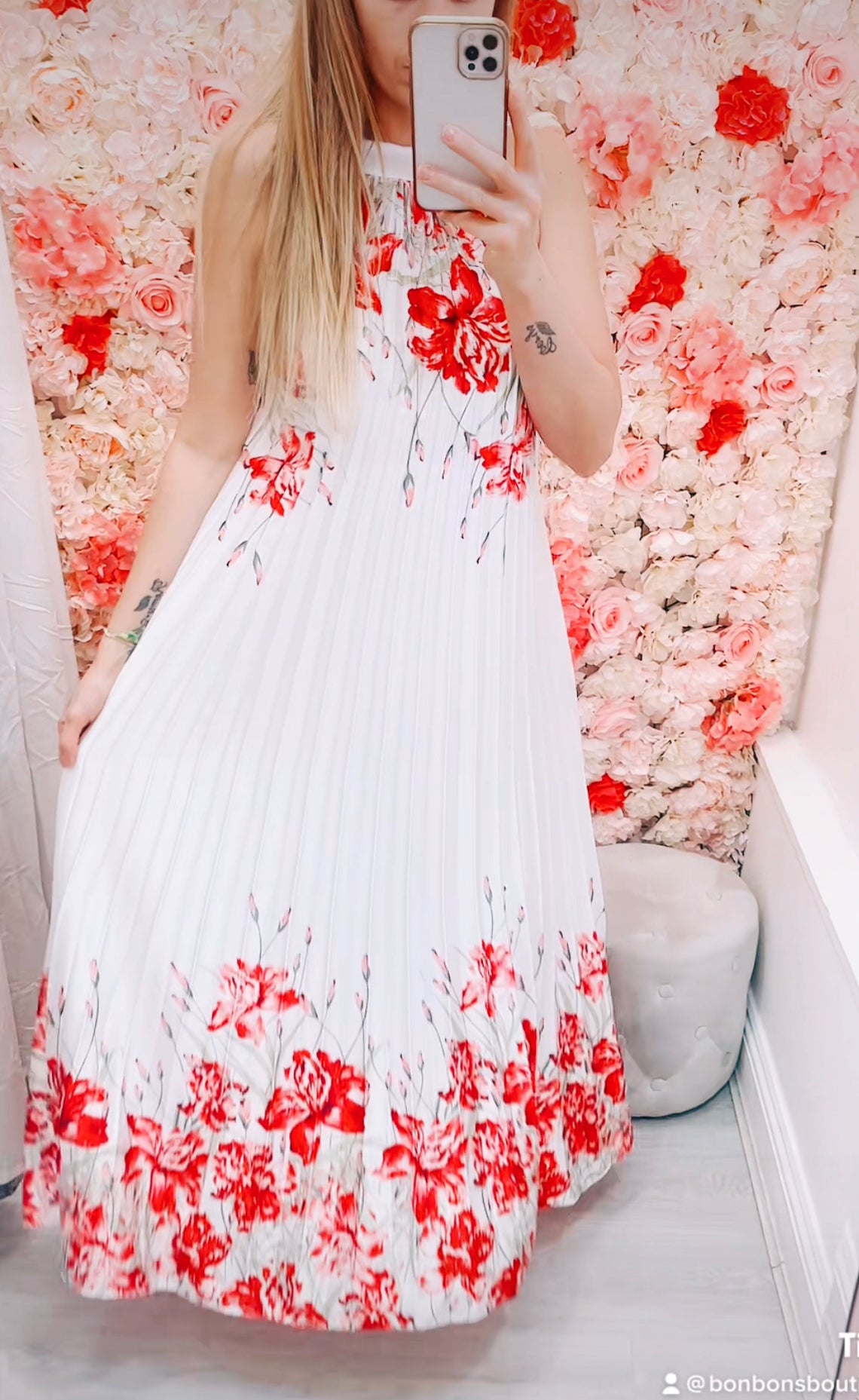 Polly Flower Pleated Dress