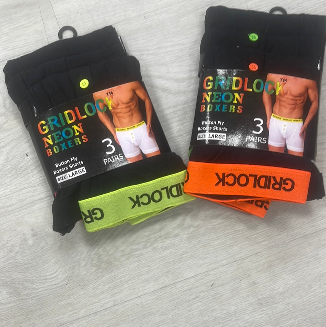 GRIDLOCK mens boxers NEON