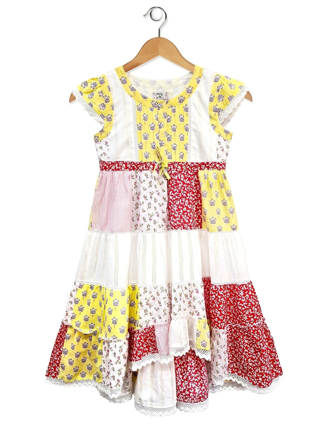 Lurex Stripe High Low Tiered Girls Dress