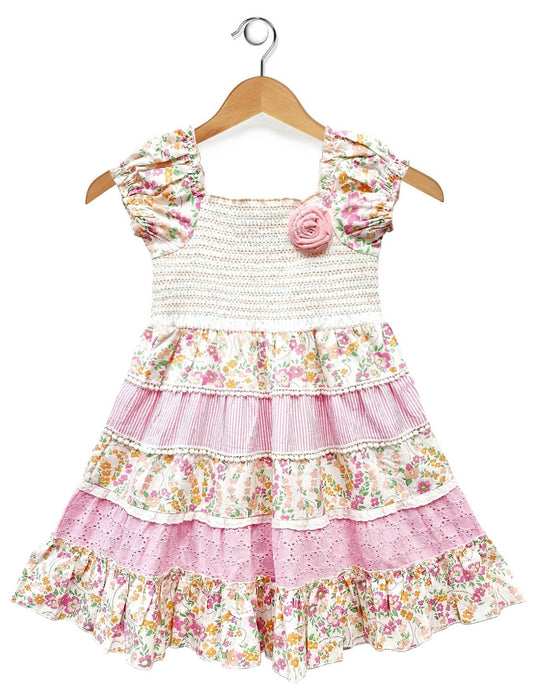 Toddlers Floral Print Pink Gypsy Dress
