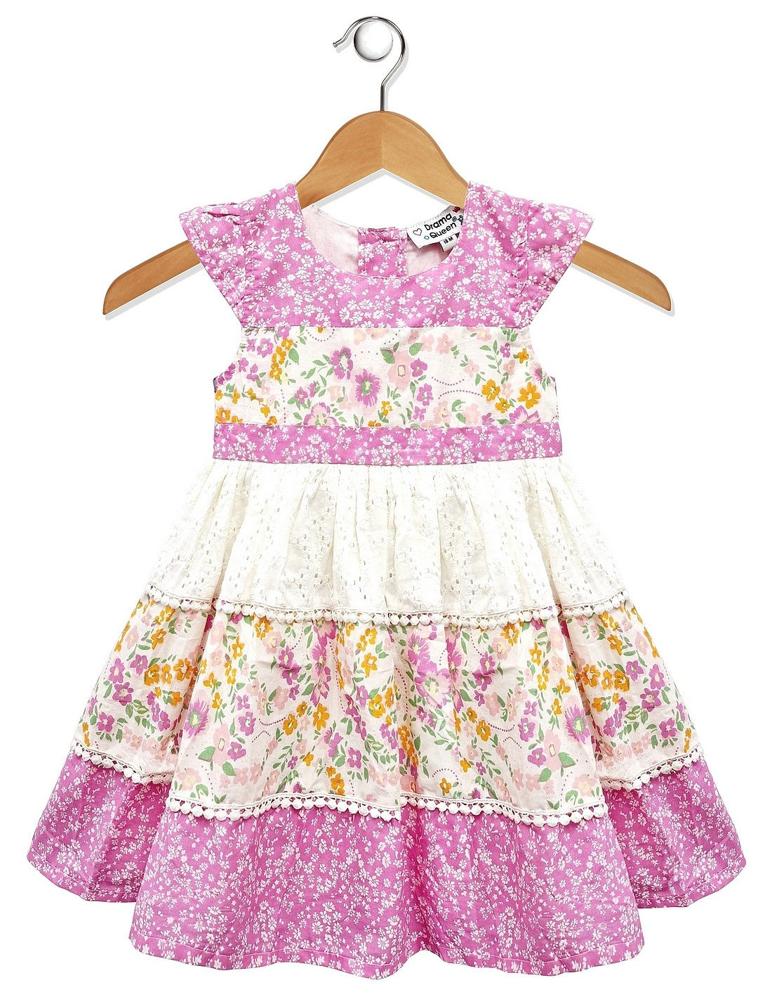 Toddlers Pink Floral Print Tier Dress