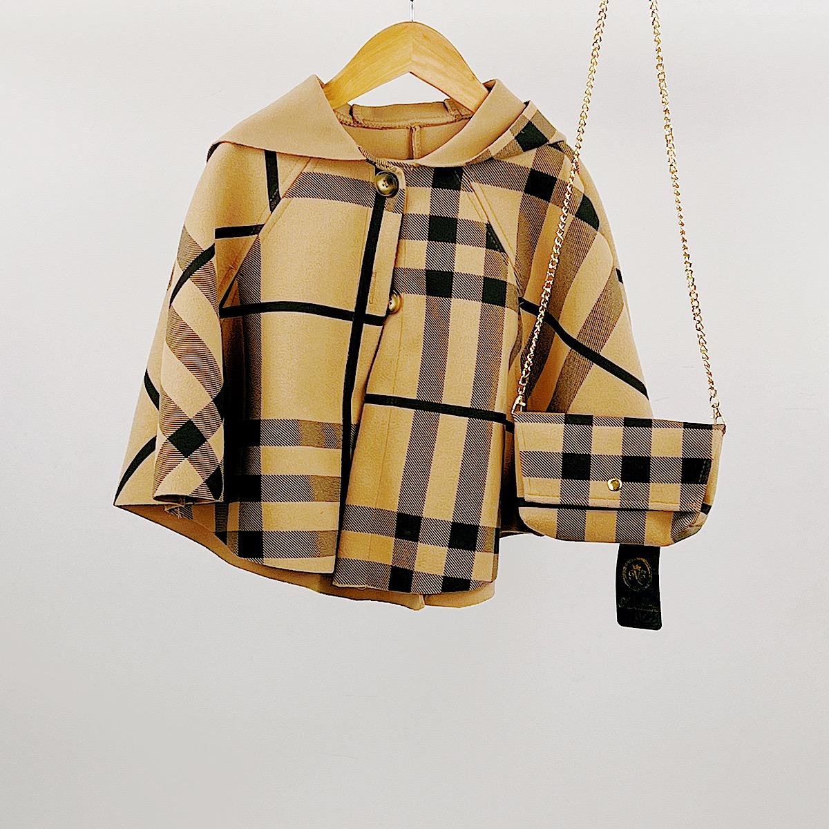 Plaid Hooded Cape & Bag
