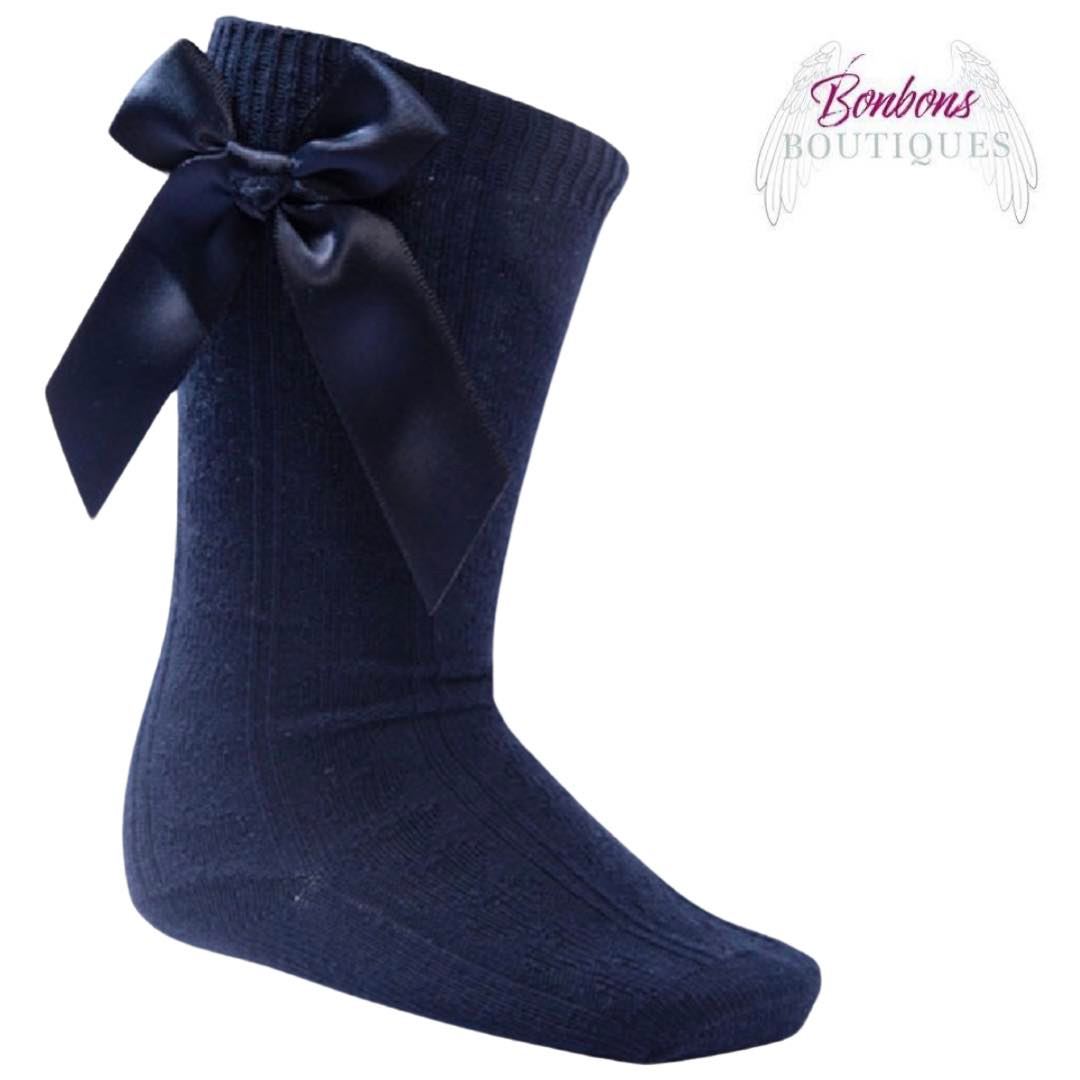 Navy Blue Bow Socks