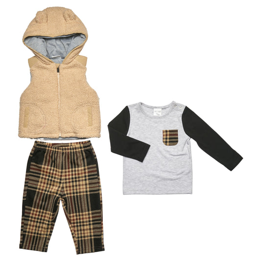 Marley Teddy Bear Ear Hood Gilet 3PC Set