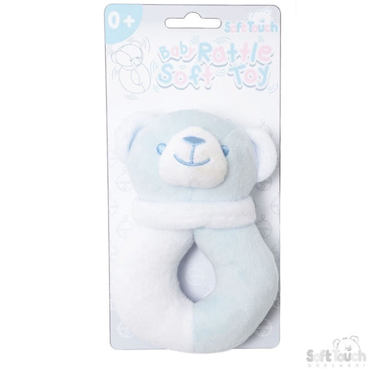 Blue & White Teddy Bear Rattle