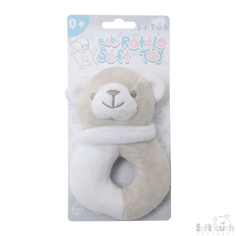Grey & White Teddy Bear Rattle