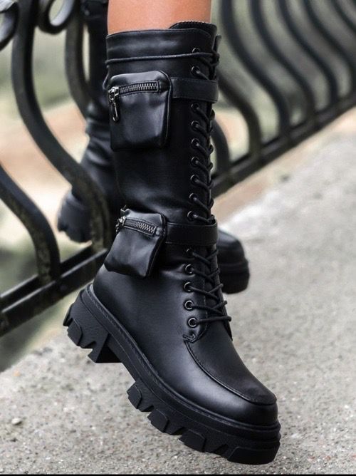 Chunky biker boots