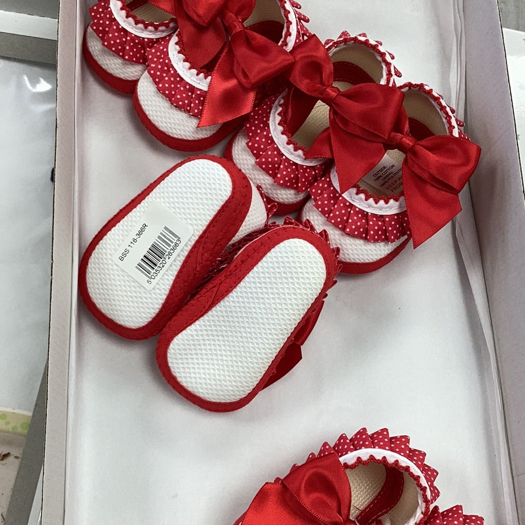 Red padded strap soft shoes