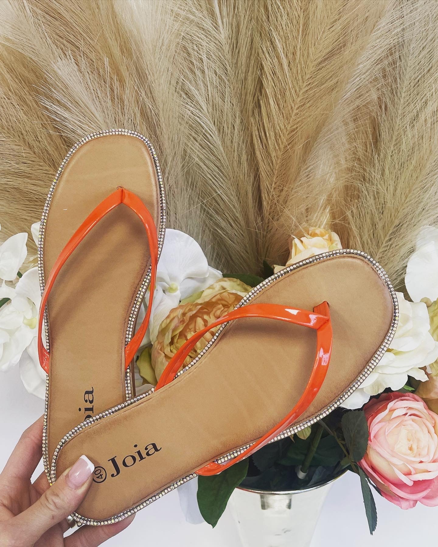Jade Flip Flops with Diamante