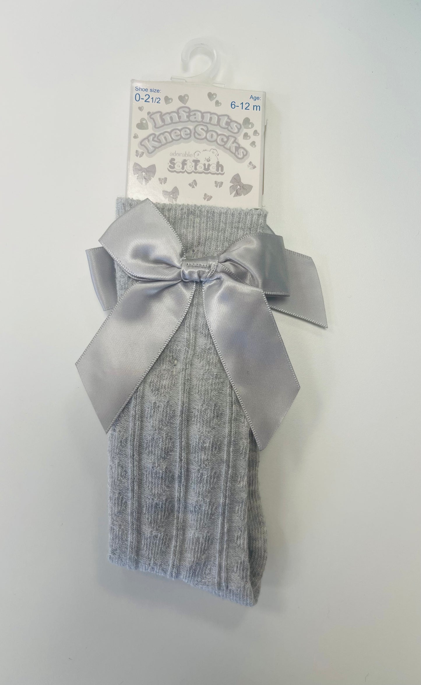 Light Grey Bow Socks 0-24M