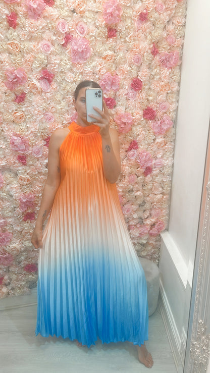 Priscilla ombre pleated dress