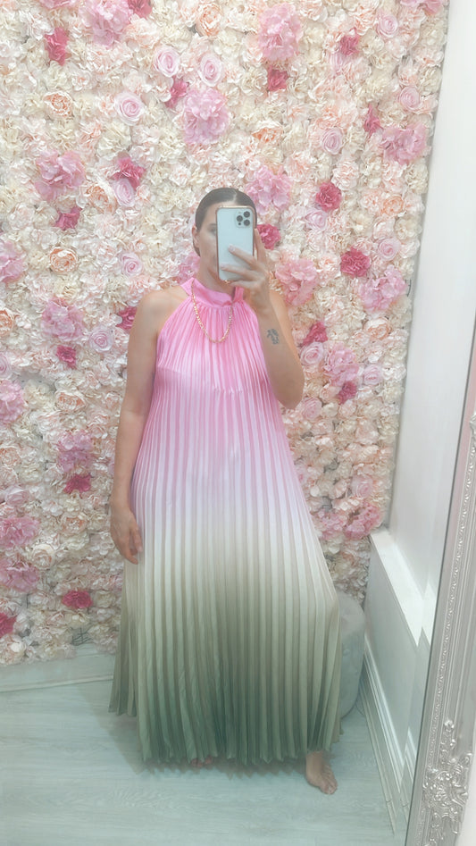 Priscilla ombre pleated dress