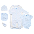 Jacquard Train Motif 5PC Layette Set, BONBONS BOUTIQUES LTD