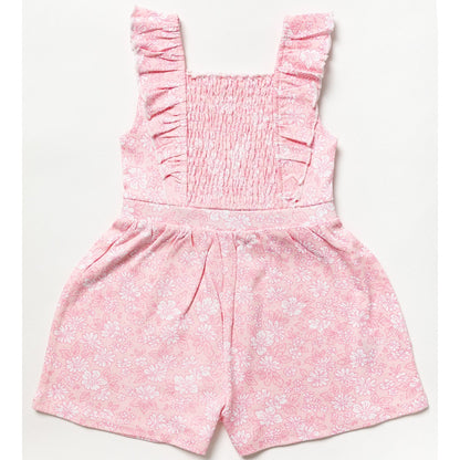 Pink Floral Frilled Romper & Sun Hat