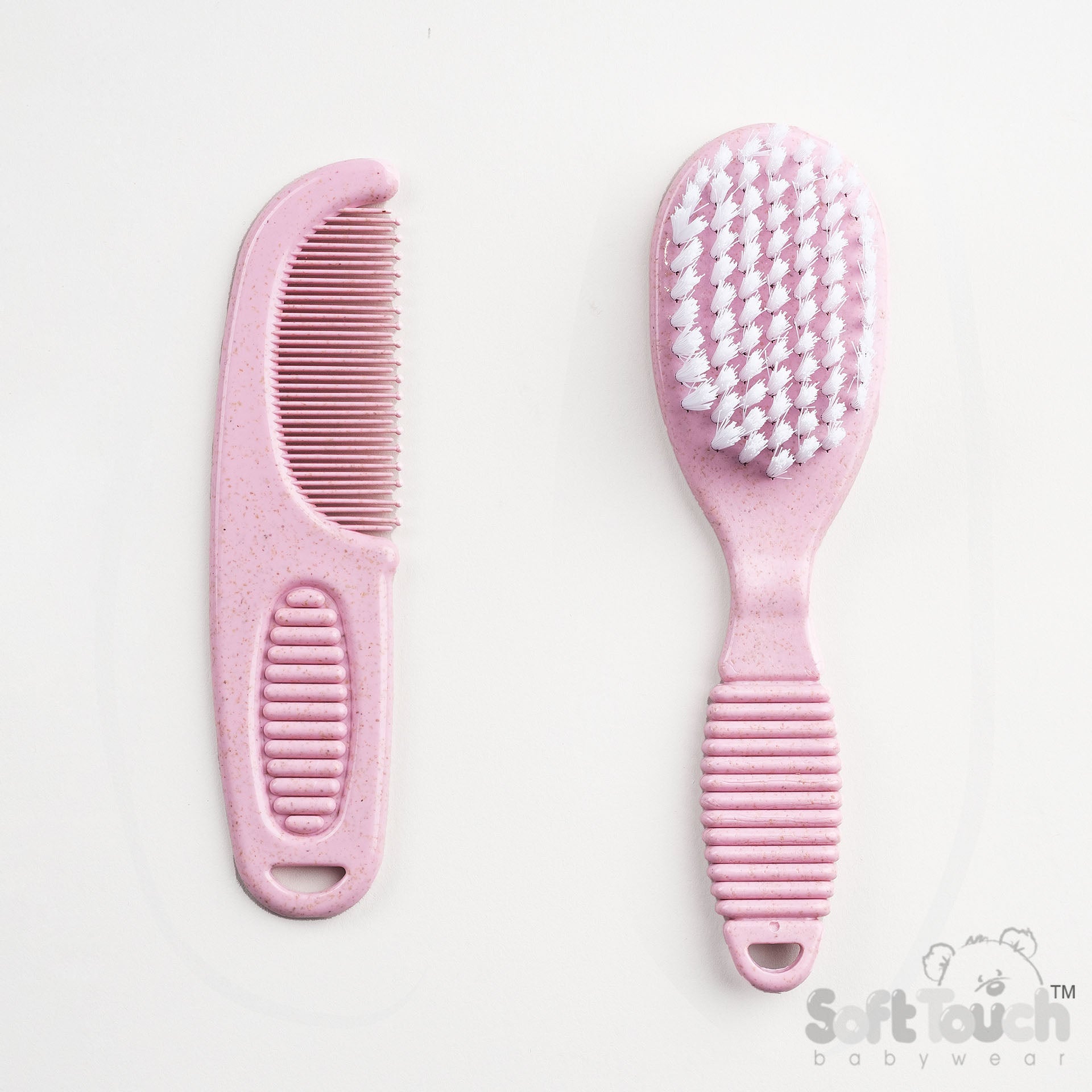 Speckled Pink Natural Bristles Deluxe Brush & Comb Set