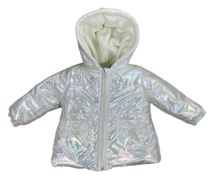 White Iridescent Bow Coat